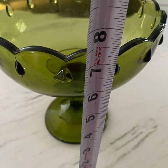 Indiana Glass Large Scallop Compote Pedestal Bowl Teardrop Accent Details - Picture 8 of 10